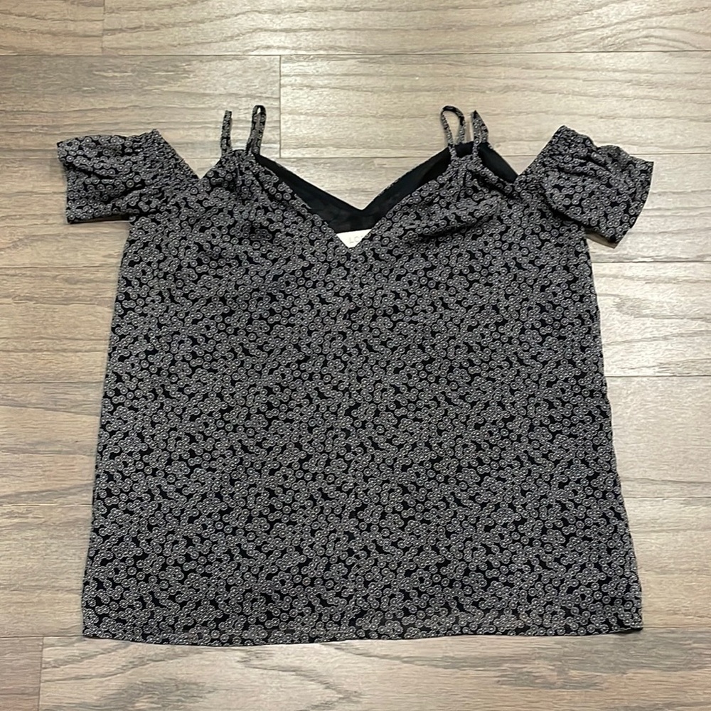 LOFT Petite Black Cold Shoulder Top - Size XSP
